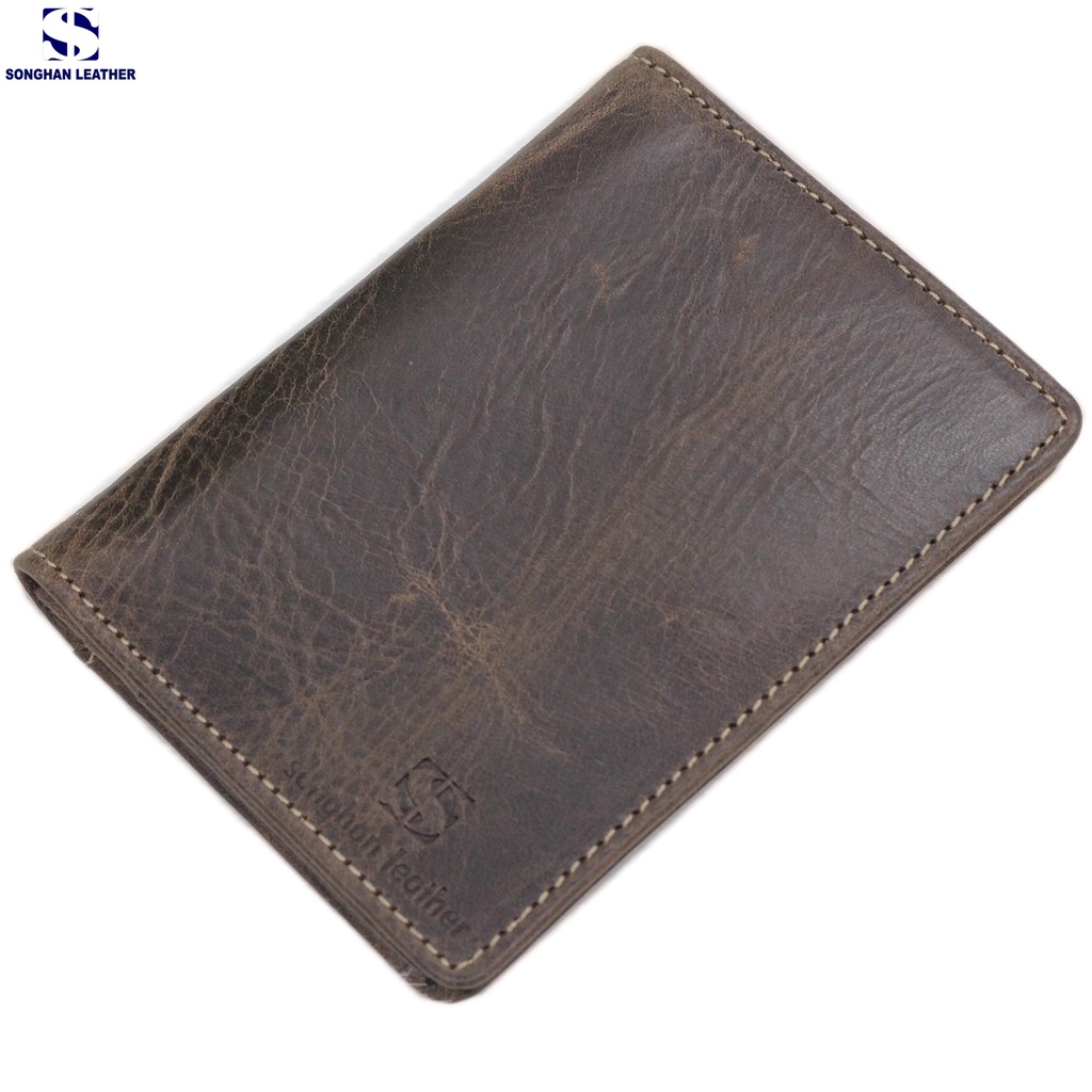 Card Holder Ví Đựng Thẻ Nam Nữ Da Bò Cao Cấp Nhỏ Gọn Gập Đôi Nút Bấm Nhiêu Ngăn Thời Trang Songhan Leather WL00