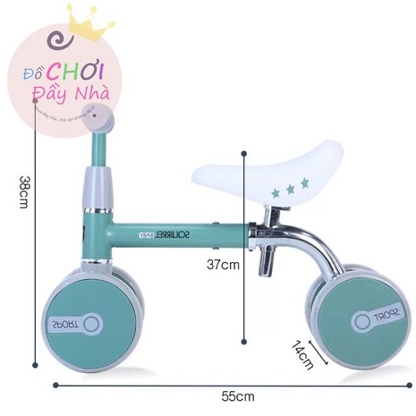 Xe chòi chân, xe thăng bằng Squirrel Baby điều chỉnh độ cao cho bé 10-36 tháng - Đồ chơi đầy nhà