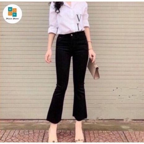 Quần jeans ống loe đen trắng Kanimi chất co giãn cực đẹp - QJ05 | BigBuy360 - bigbuy360.vn