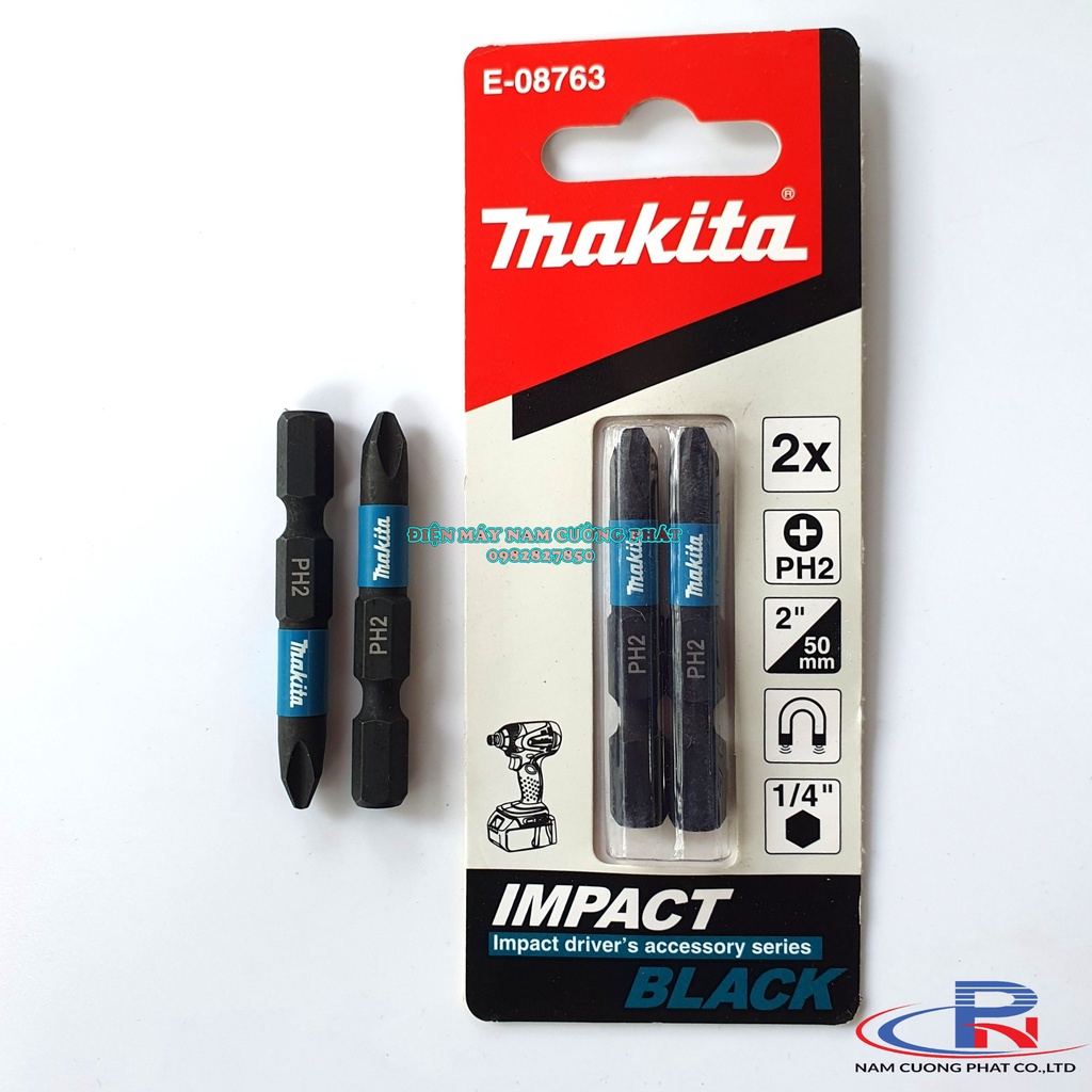 Mũi vặn vít PH2x50mm Impact Black Makita E-08763 - Bộ 2 cái