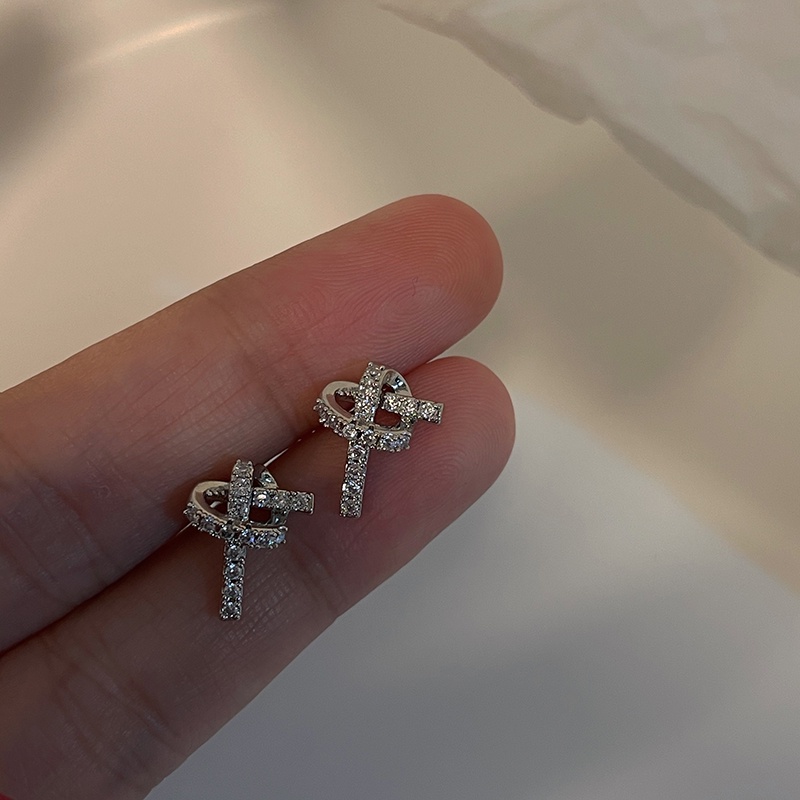 Khuyên Tai Thắt Nút Đính Đá Zircon Cao Cấp Thiết Kế Thanh Lịch Cho Nữ
