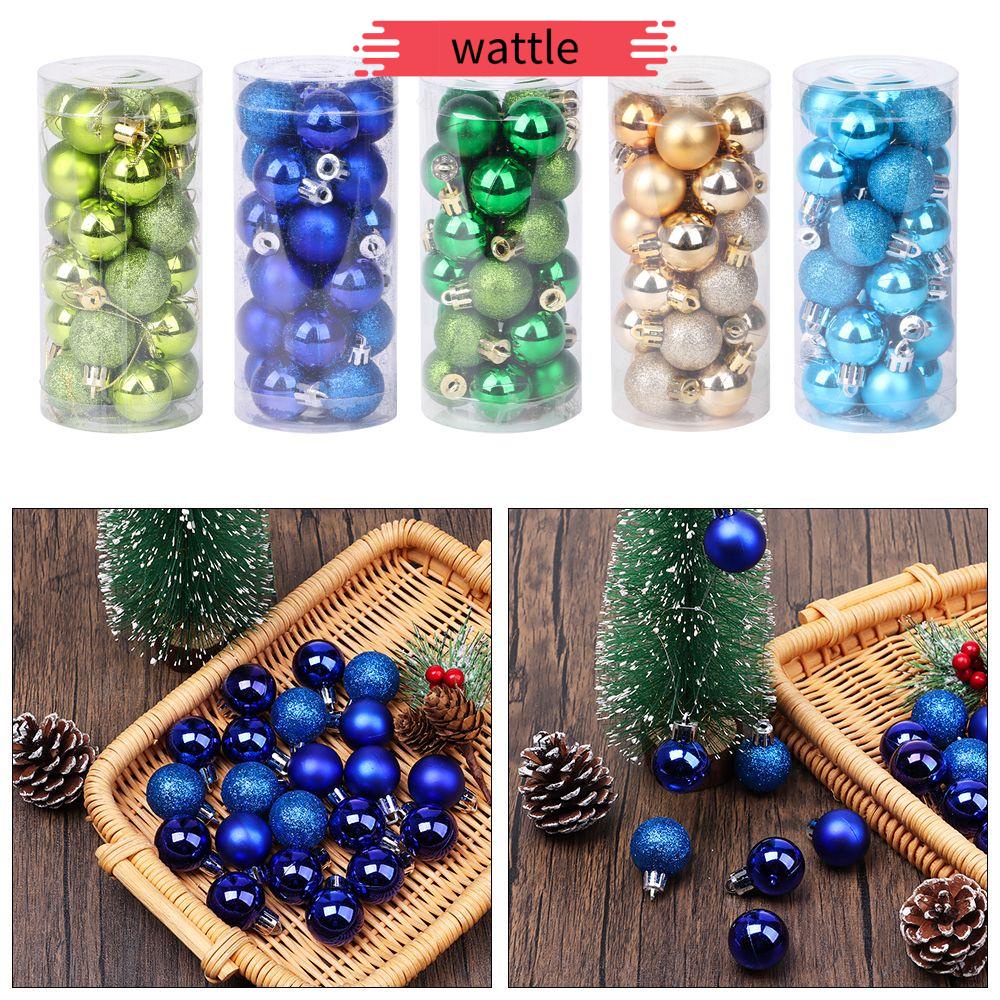 Set 24 Quả Cầu Nhựa 3cm Nhiều Màu Treo Trang Trí Cây Thông Giáng Sinh / Năm Mới Diy