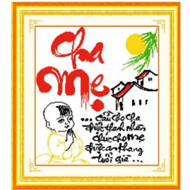 Tranh thêu chữ thập Cha Mẹ 222691 (49x54cm) chưa thêu