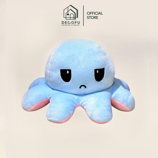 Bạch tuộc cảm xúc DECOFU nhỏ xinh, thú bông Bạch tuộc lật hai mặt đội đầu