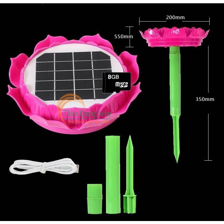 Máy tụng kinh năng lượng mặt trời hình hoa sen có thẻ nhớ 8G