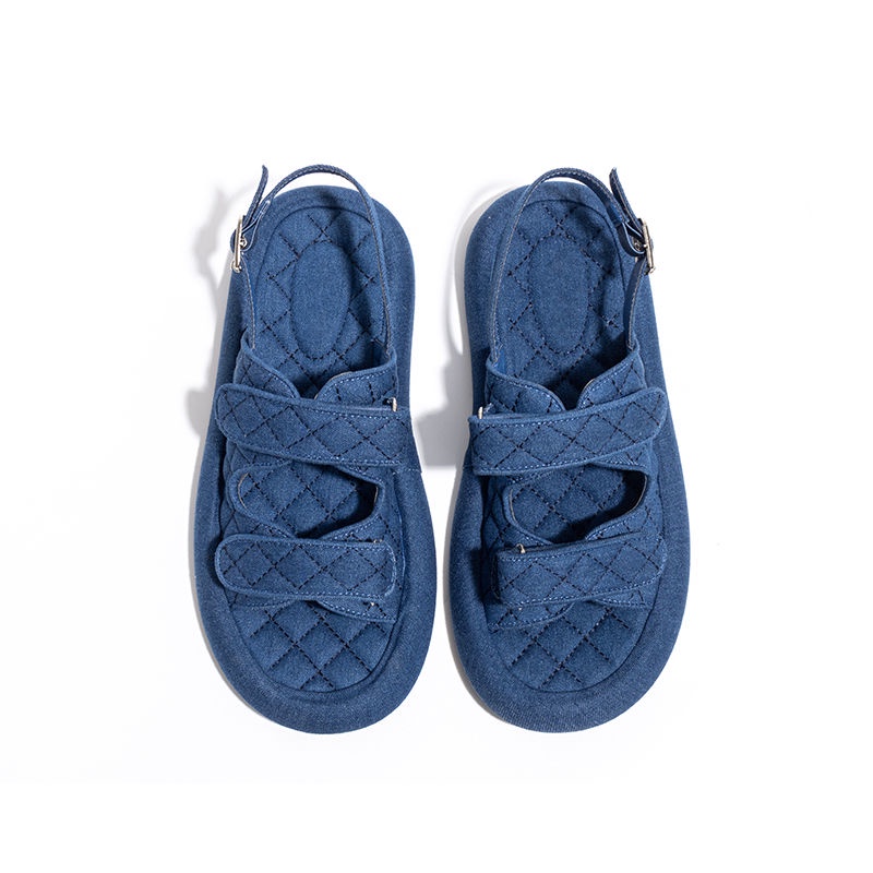 Sandal Denim Đế Dày Thiết Kế Mới Thời Trang Dành Cho Mùa Hè