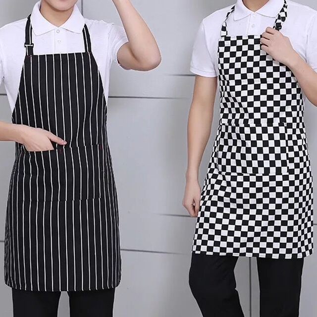 Tạp dề nấu ăn họa tiết kẻ sọc có thể điều chỉnh cho nam nữ