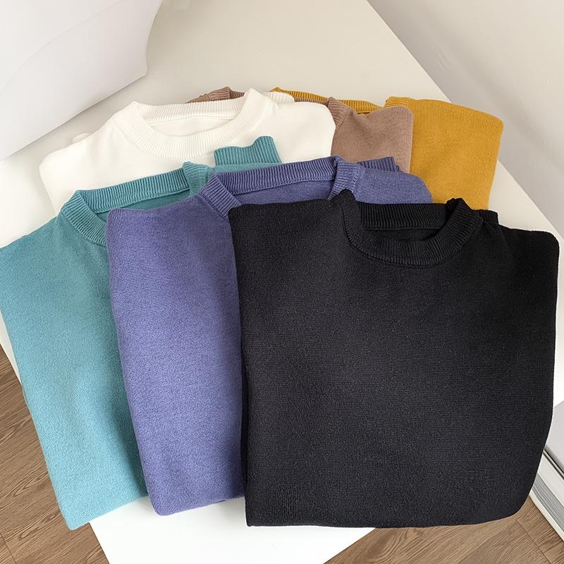 Áo Sweater Cổ Tròn Màu Trơn Phong Cách Hàn Quốc Dễ Phối Đồ Với 6 Màu Lựa Chọn Màu Sắc