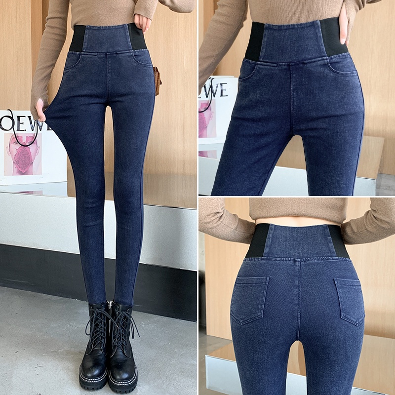 Quần Jean Dài Lưng Cao Dáng Ôm Co Giãn Tốt Plus Size S-4xl Thời Trang Xuân Thu Cho Nữ