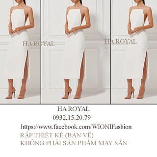 Rập thiết kế đầm hai dây xẻ đùi (bản vẽ)