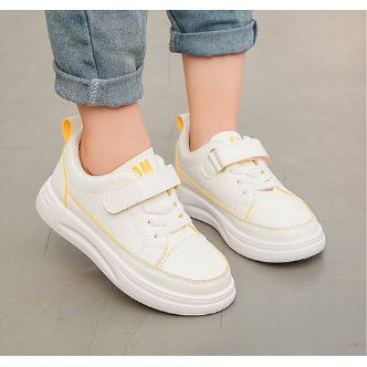 Giày Sneaker trắng trẻ em tiểu học cao cấp đế êm chân da Pu mềm CG21