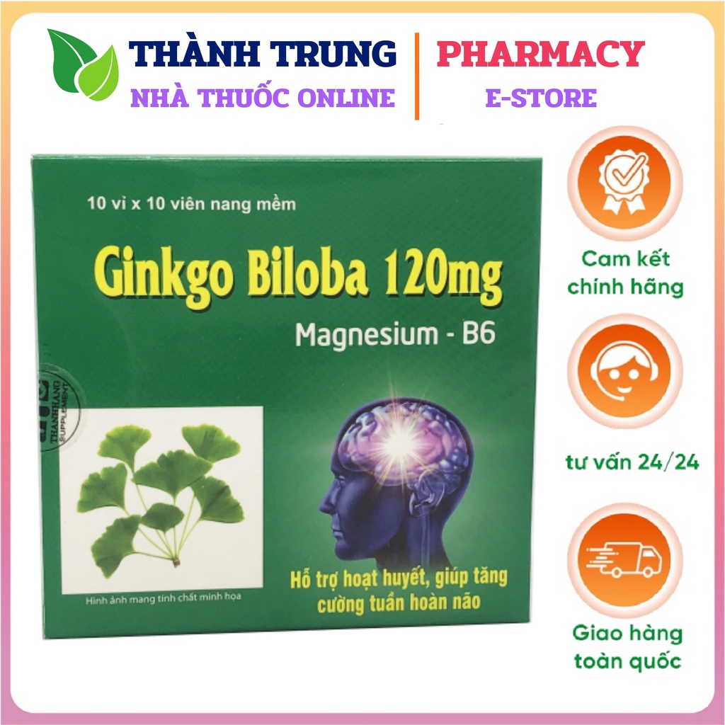Ginkgo Biloba 120mg Bổ Sung Dưỡng Chất Cho Não Q10 100 viên