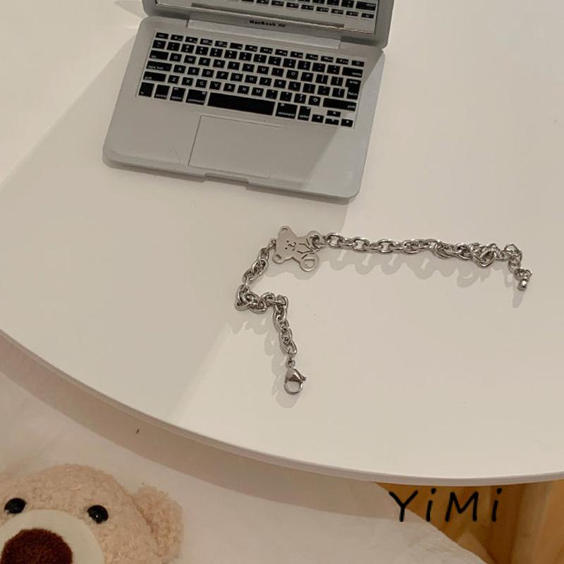 Vòng Tay Mạ Bạc Hình Mặt Gấu Thời Trang Hàn Quốc Cho Nữ