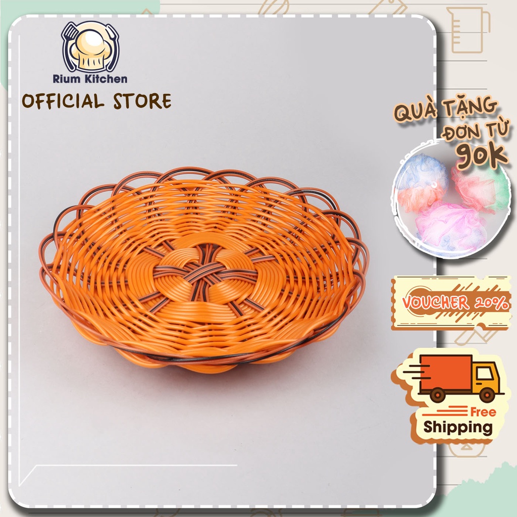 Rổ nhựa mây đựng rau củ quả và trái cây Bam House dạng tròn kích thước lớn cao cấp RM01 - Fuki24