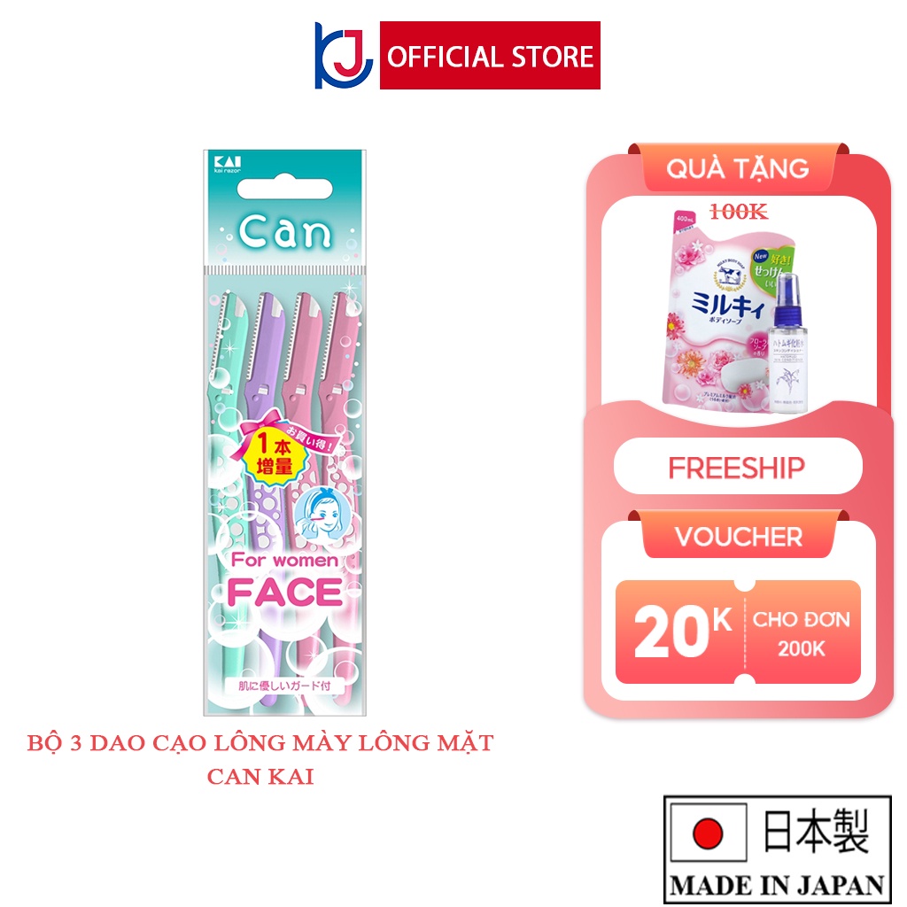 Dao cạo lông mặt Kai Can Face set 3 chiếc