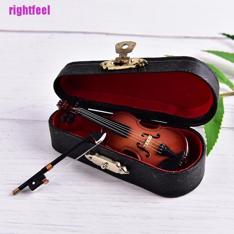 Mô Hình Đàn Violin Mini Bằng Gỗ Kèm Giá Đỡ Và Hộp Đựng Ốp
