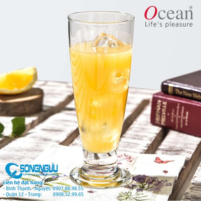 [Đại lý ocean] Bộ 6 Ly Cốc Thủy Tinh sinh tố nước ép Ocean Tiara Footed 395ml | B17514 Nhập khẩu Thái Lan đẹp