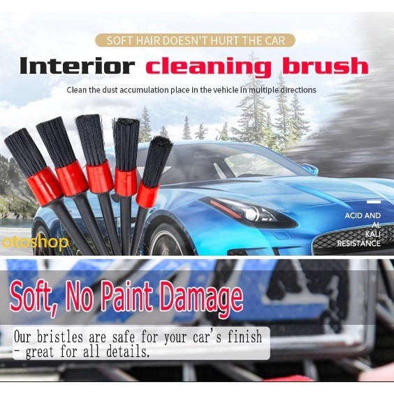 Bộ 5 chổi cọ rửa vệ sinh nội ngoại thất xe ô tô