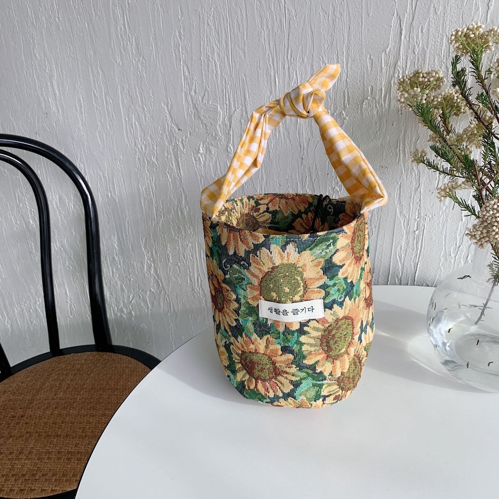 Túi ENVIROSAX canvas họa tiết tranh sơn dầu phong cách hàn quốc cho nữ