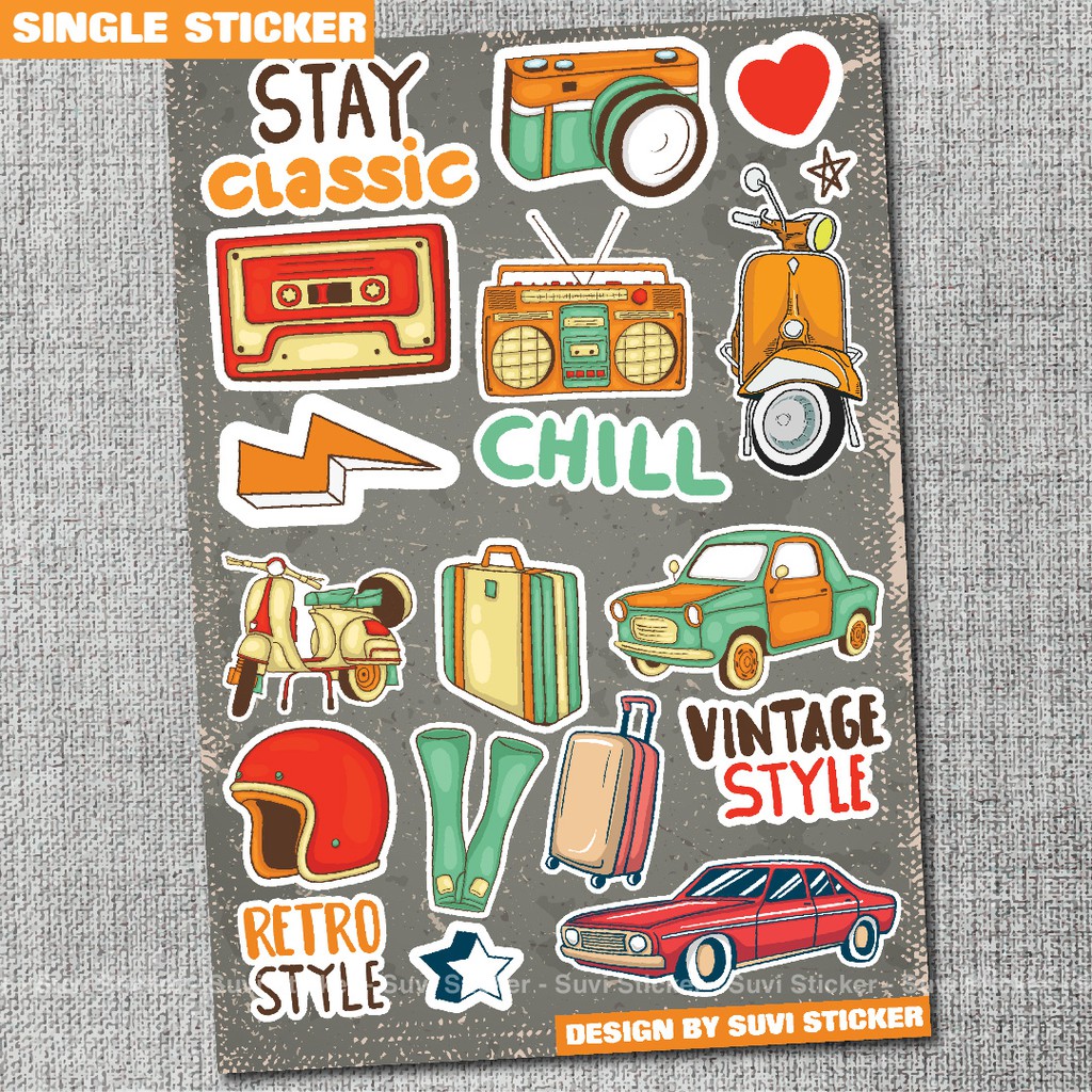 Single Sticker - Hình dán Vintage chống nước sticker dán laptop, điện thoại, đàn guitar, mũ bảo hiểm, vali. SG01
