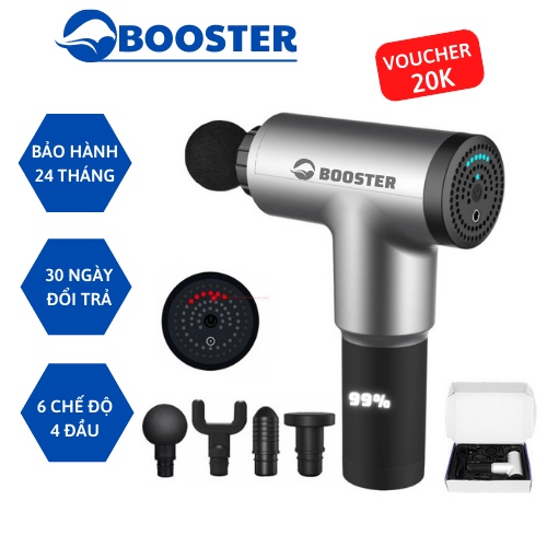 Máy massage cầm tay 4 đầu 6 chế độ trị đau nhức toàn thân hiệu quả, súng massage kèm 4 đầu mát xa chuyên sâu