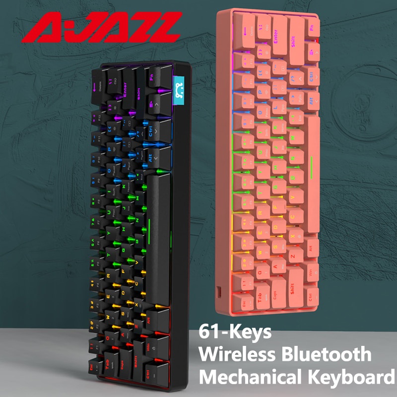 Bàn Phím Cơ Ajazz Stk61 Không Dây Bluetooth 3.0 61 Phím Có Đèn Nền Rgb