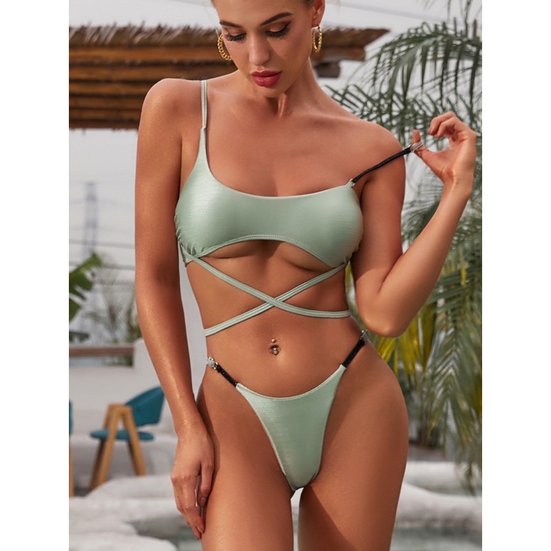 [BKN1138] &lt;ÂU&gt; SET BIKINI ÁNH NHŨ XANH MINT QUẦN THONG/LỌT KHE (CHUN MÔNG)