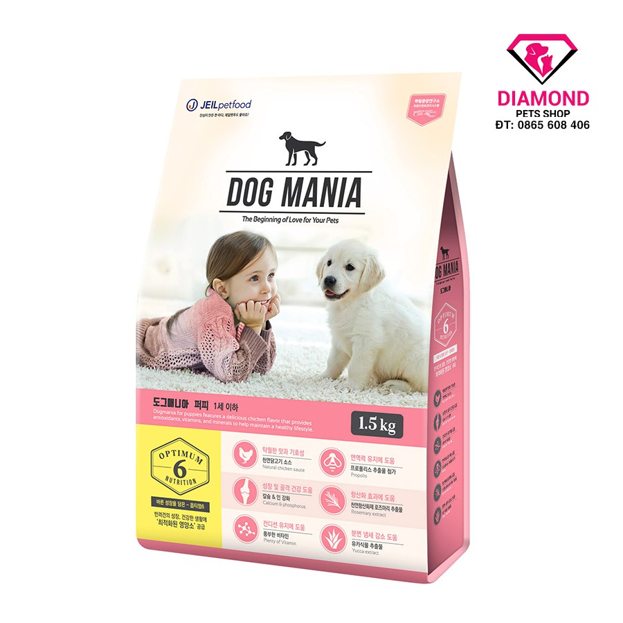 [1,5kg] Thức ăn cho chó dưới 6 tháng tuổi DOG MANIA Puppy