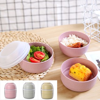 HCM - Hộp cơm lúa mì 2 ngăn có ngăn đựng canh kèm chén lúa mì