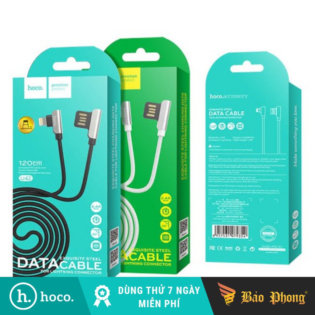 Cáp sạc iPhone HOCO U42 USB to Lightning dài 1.2m