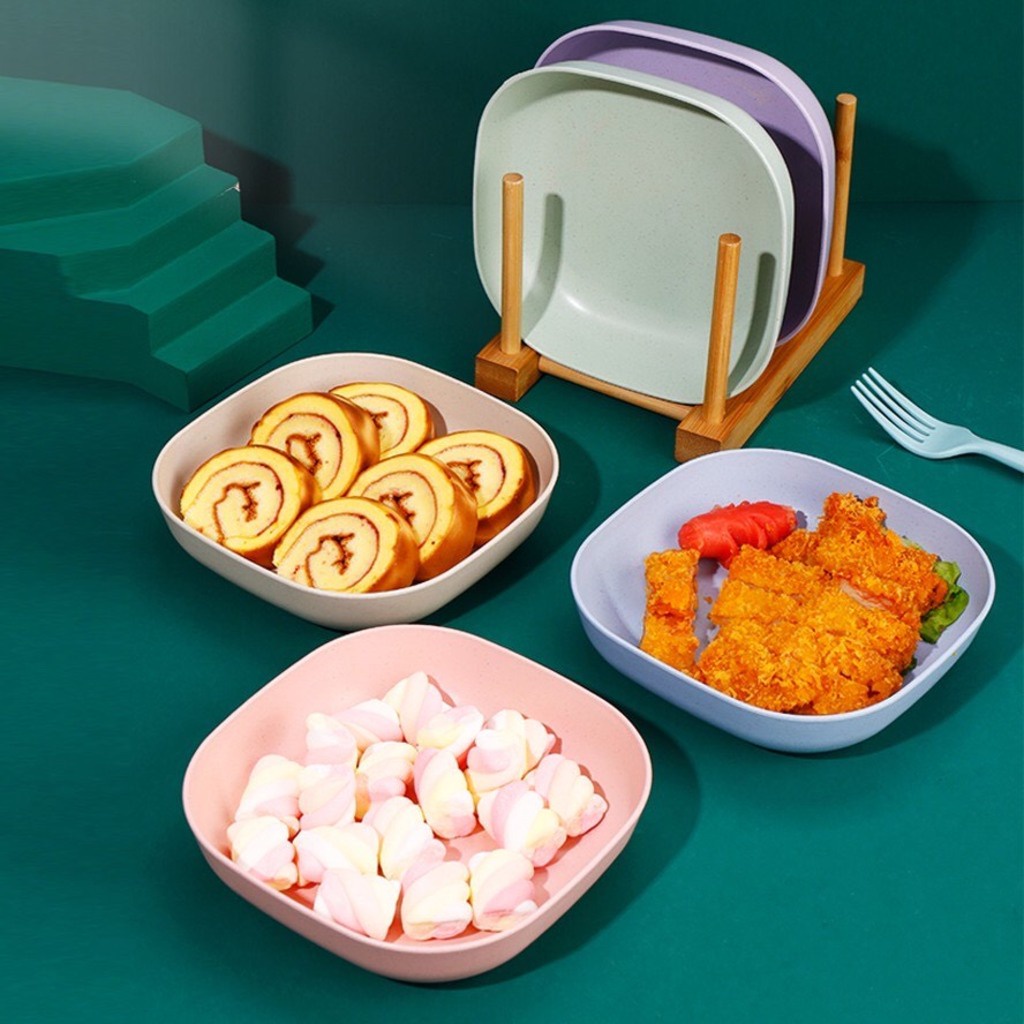 [Combo 8] Đĩa Lúa Mạch Vuông 15 Cm Chất Liệu Nhựa Lúa Mạch Sinh Học An Toàn Cho Sức Khoẻ