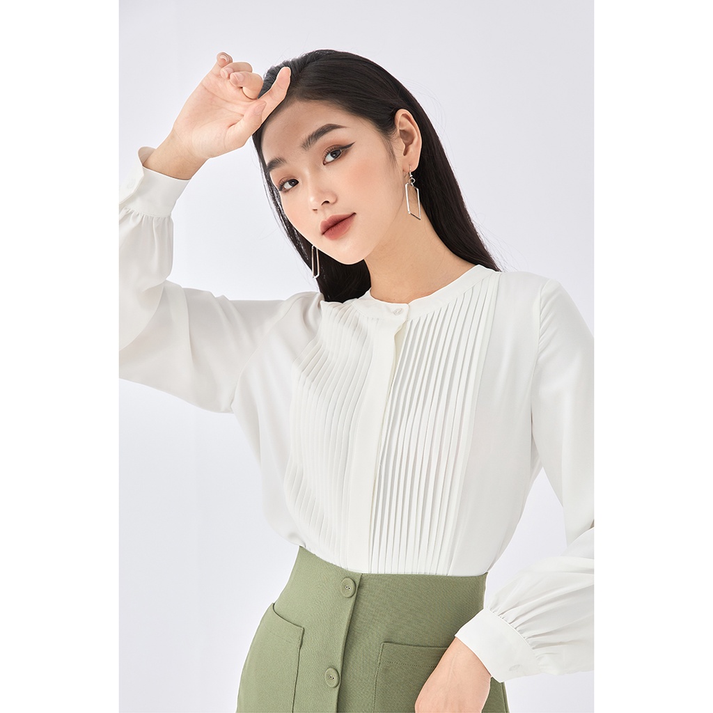Áo sơ mi nữ công sở 20sexy by 20AGAIN thiết kế dài tay xếp ly ngực ASA1321