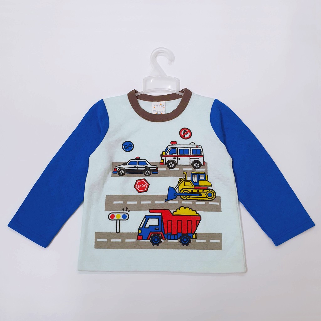[RẺ VÔ ĐỊCH] Áo thu đông bé trai màu xanh họa tiết mô phỏng mô hình các phương tiện giao thông từ 3~4 tuổi