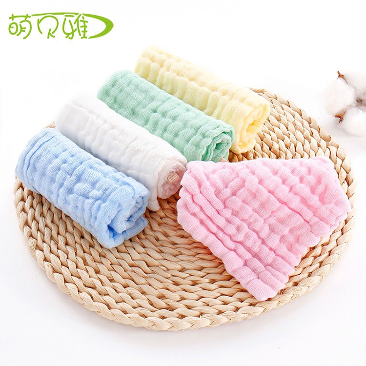 Set 5 khăn mặt xô 6 lớp sợi tre cho bé KT 30x30cm (túi zip)