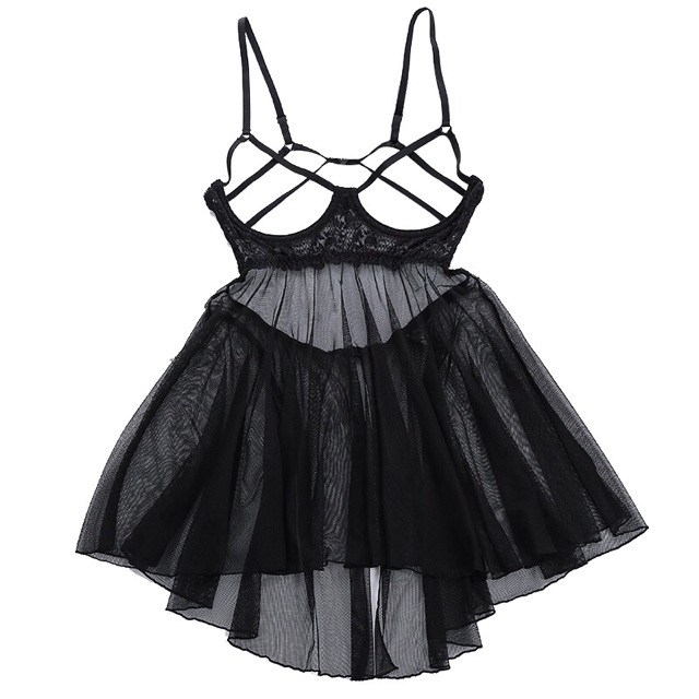 Set ngủ gọng ren đen trắng quyến rũ ME1542- khoét lộ ngực sexy - ME1542