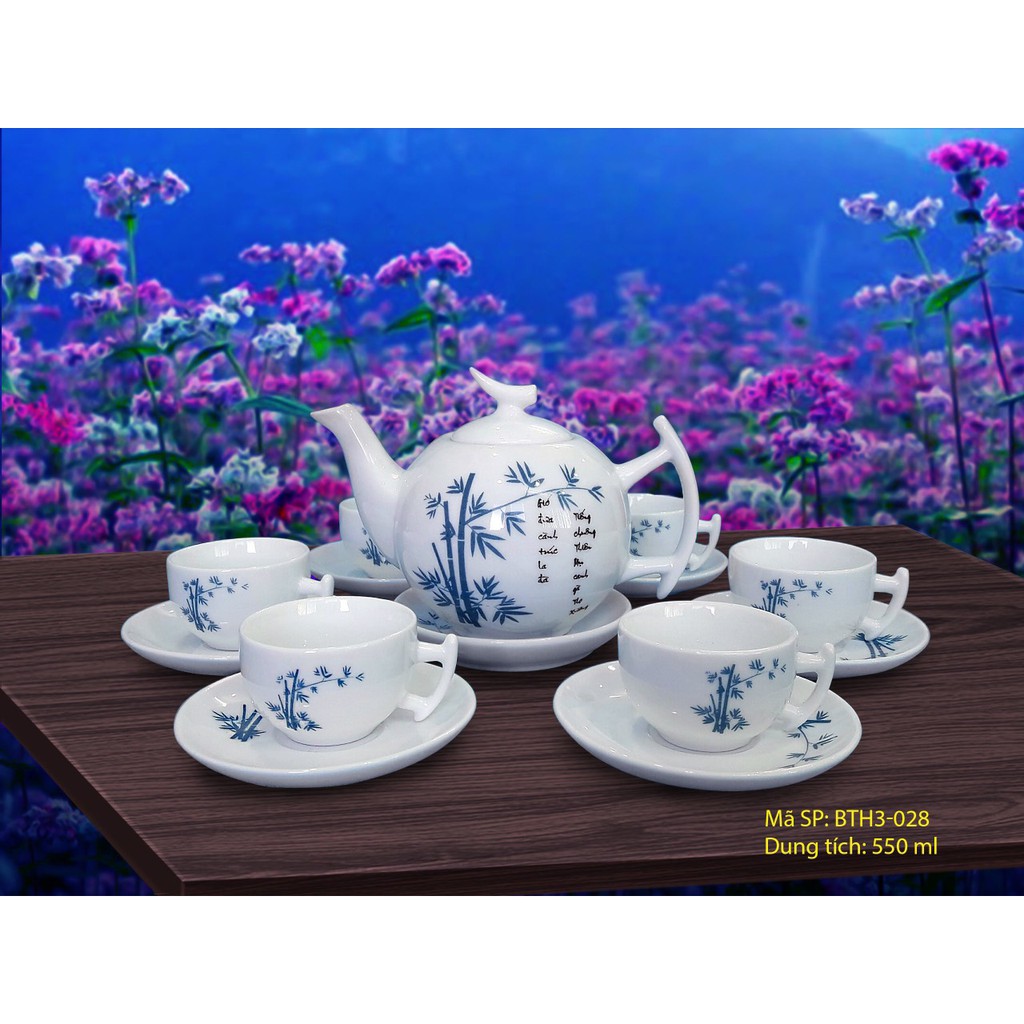 Bộ ấm trà,ấm chén uống trà,ly,tách 550ML hoa văn siêu đẹp, quà tặng ý nghĩa