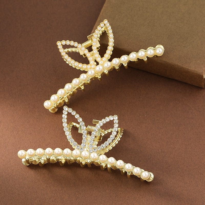 Kẹp Tóc Hình Tai Thỏ Đính Ngọc Trai Dễ Thương