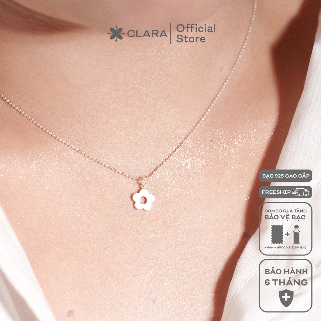Dây chuyền bạc nữ mặt bông hoa CLARA vòng cổ nữ cao cấp kèm charm flower