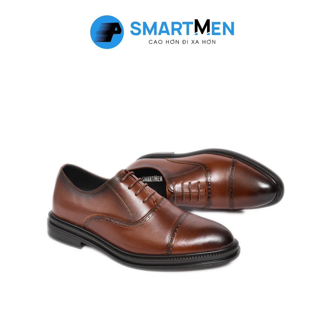 Giày tây da bò nam công sở SmartMen GD-400 Nâu