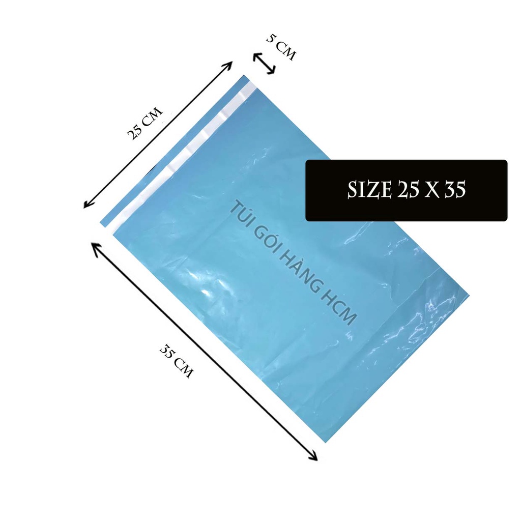 Túi gói hàng 25x35 MÀU XANH DƯƠNG loại PHỔ THÔNG nhựa nguyên chất dẻo bóng đẹp - Tuigoihanghcm (1)