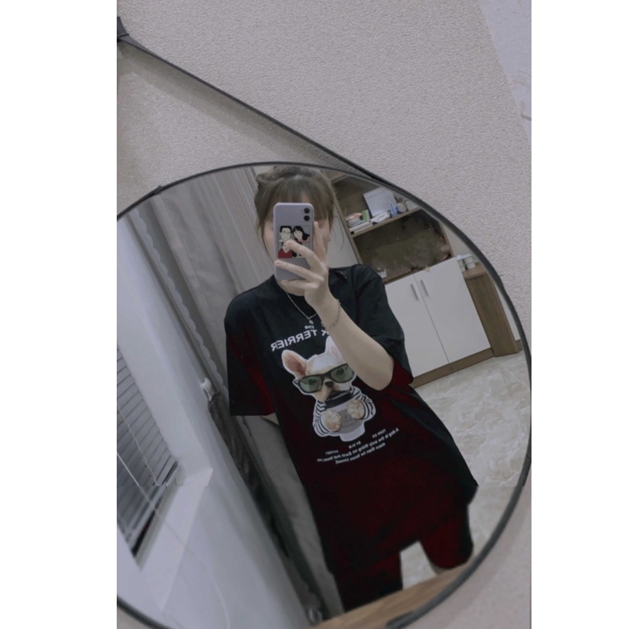 Jack Terrier tee Áo thun nam nữ Form rộng