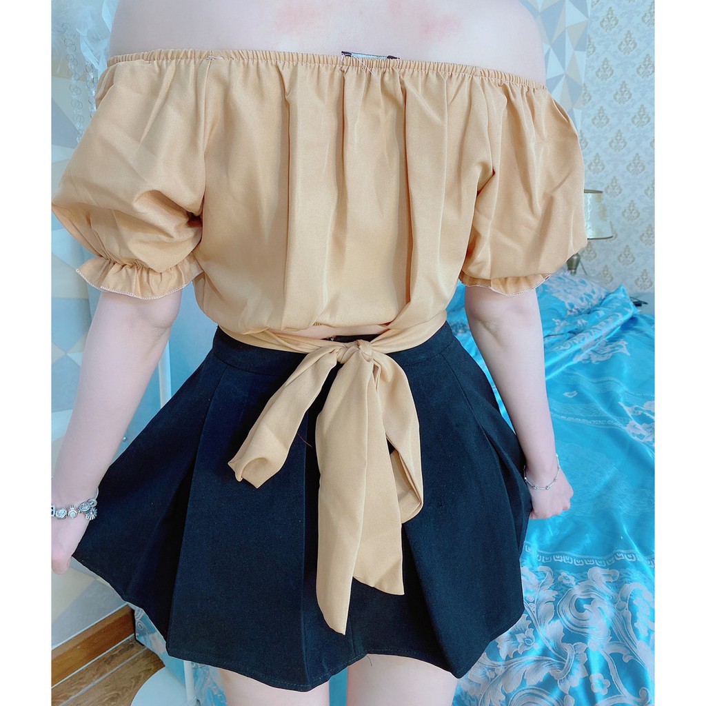 Áo kiểu trễ vai cột nơ lưng cực xinh