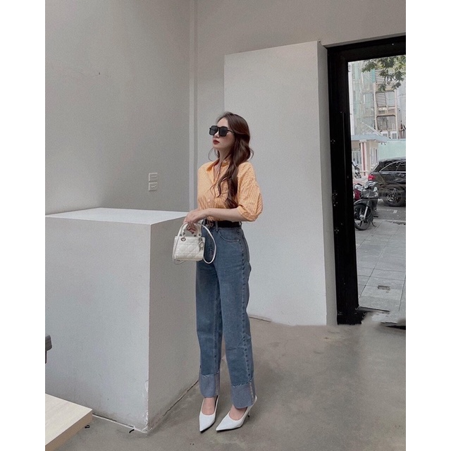 QUẦN JEAN ỐNG RỘNG SẮN GẤU 000318