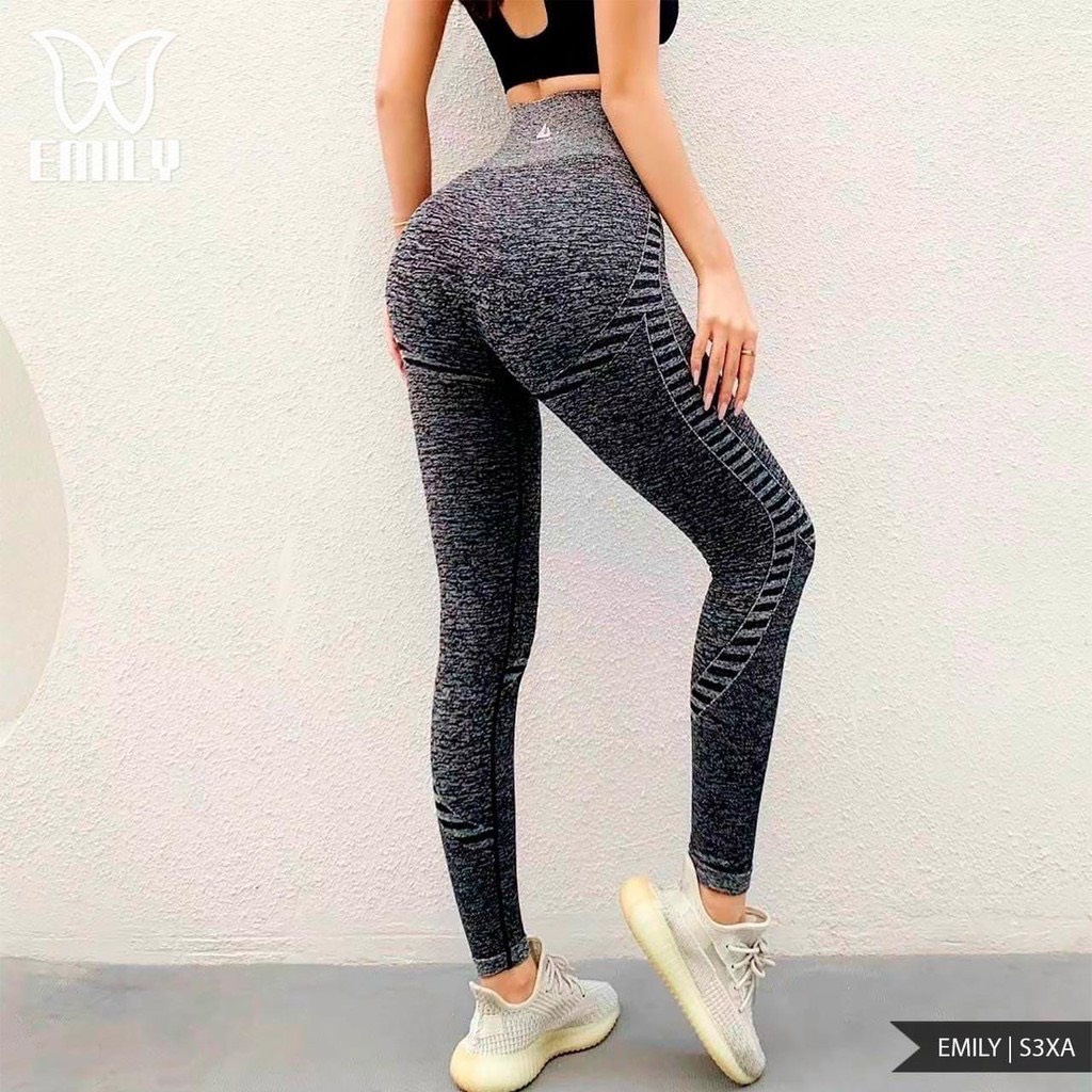 Quần legging tập gym yoga aerobic nữ cạp cao chun nâng mông siêu tôn dáng vải dệt kim siêu co giãn Emilyclothings QT02 | BigBuy360 - bigbuy360.vn