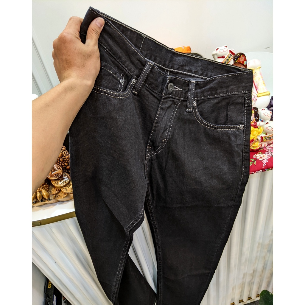 quần jeans nam ống đứng chất cotton co giãn màu đen truyên thông