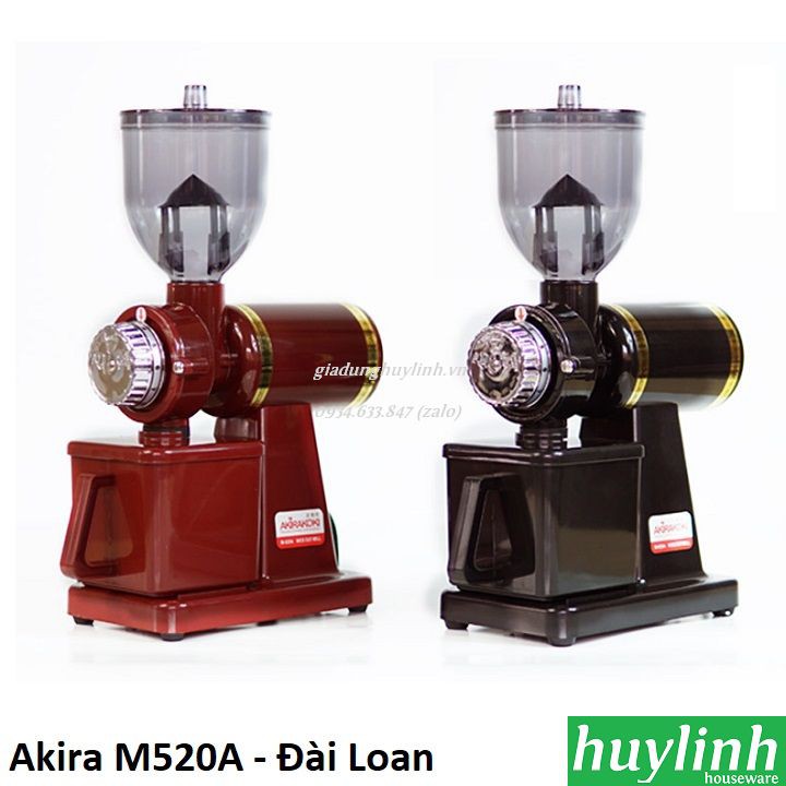 Freeship Máy xay cà phê Đài Loan Akira M520A - Đỏ - Đen