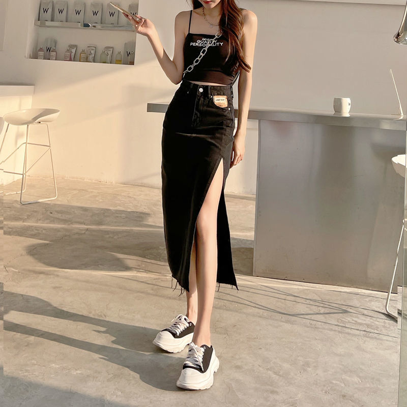 Chân Váy Jean Dáng Chữ A Rộng Kiểu Xẻ Tà Phong Cách Thời Trang Mùa Hè Cho Nữ