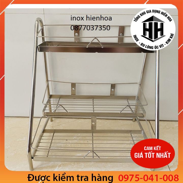 [Rẻ vô địch] Kệ gia vị inox 3 tầng cầu thang có thể treo tường hoặc để bàn