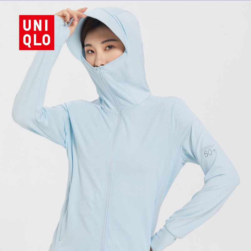 UNIQLO Áo Khoác Gió Thể Thao Tay Dài Có Mũ Trùm Chống Tia UV Thoáng Khí Thời Trang Mùa Hè Hàng Mới Dành Cho Bạn Nữ