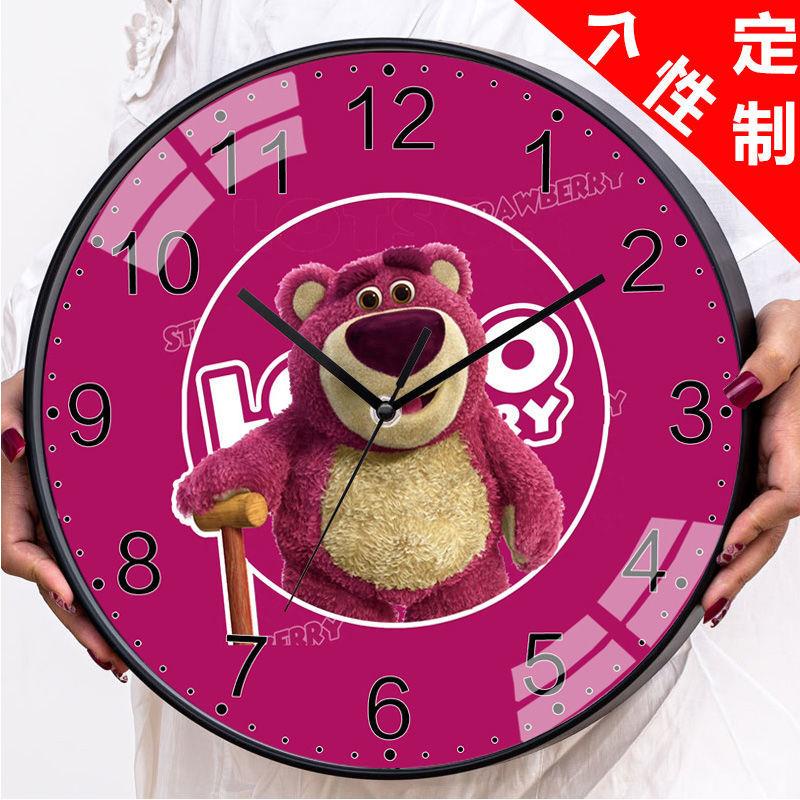 Đồng Hồ Treo Tường Hình Gấu Và Dâu Tây Hoạt Hình Sáng Tạo Phong Cách Bắc Âu ar